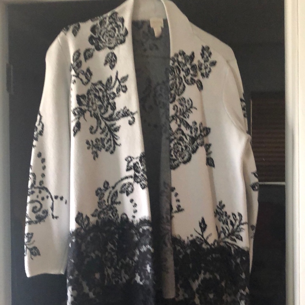 Ivory cardigan with lace embellishments